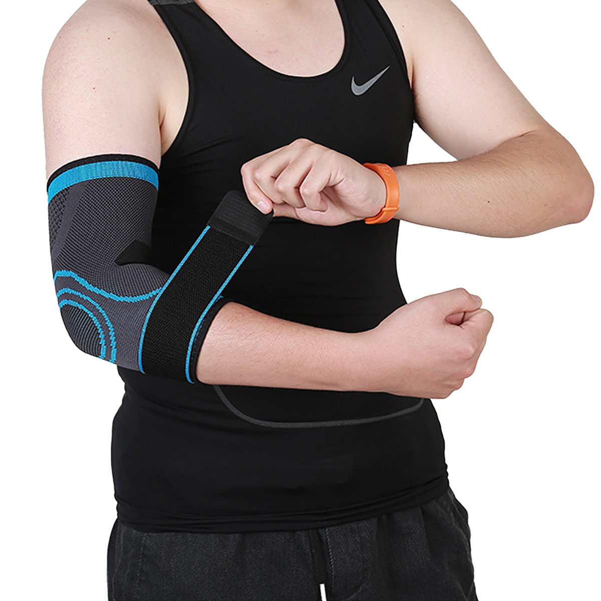 Nylon Knitted Elbow Brace Sleeve With Strap