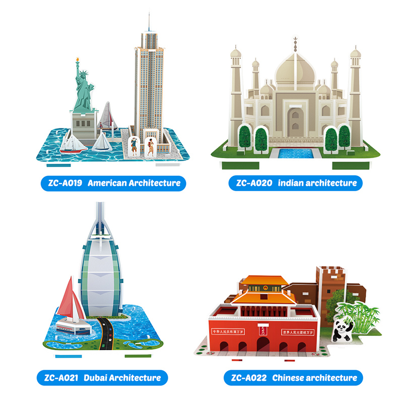 DIY Toy World Famous Buildings 3D Paper Model Puzzle for Kids -A019-A022