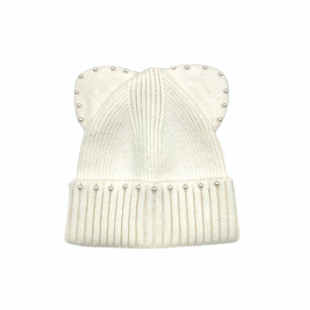 Beading beanie with two ears for autumn and winter
