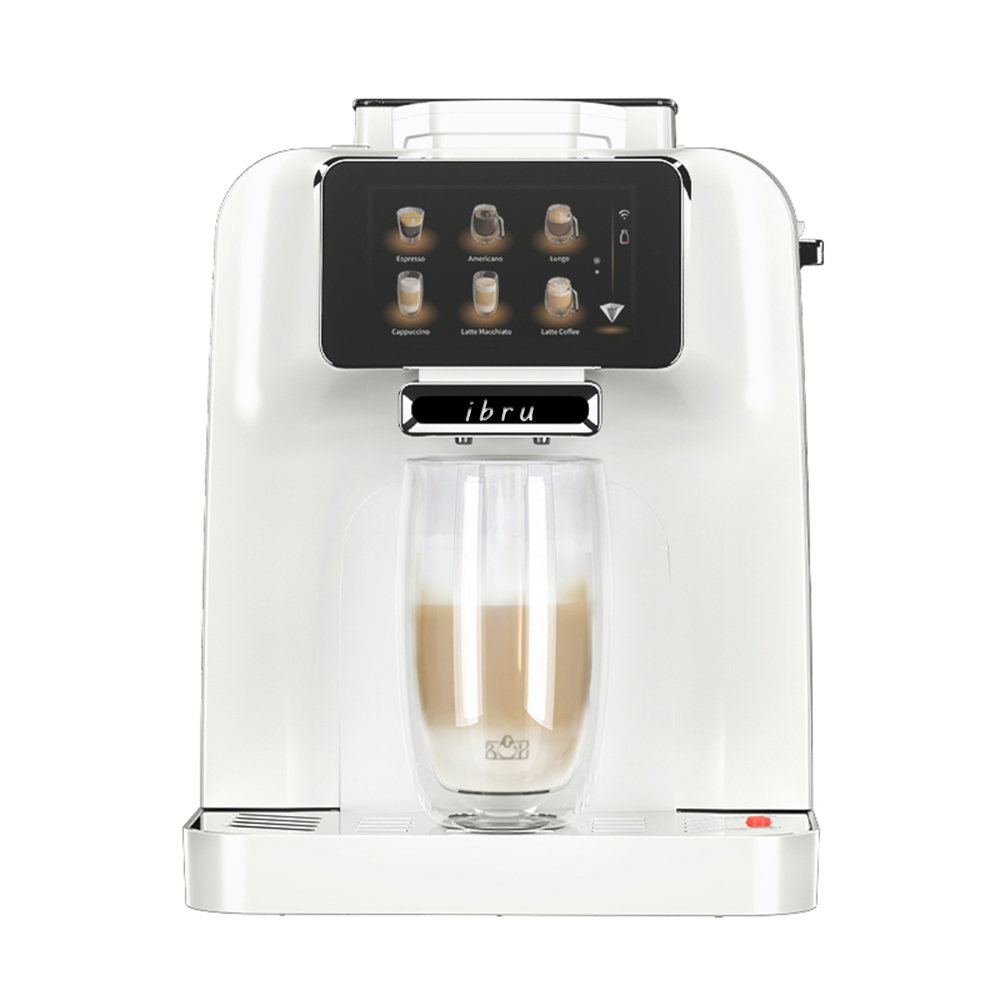 White new-style coffee maker with TUYA, a milk cooler, and 11 different drinks