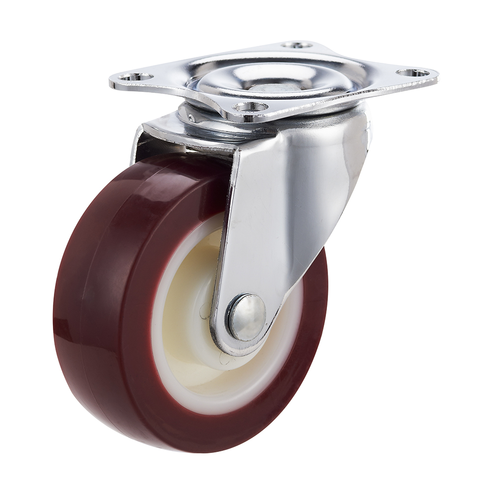 50mm Plate Swivel Red PU Caster Wheel Furniture Casters