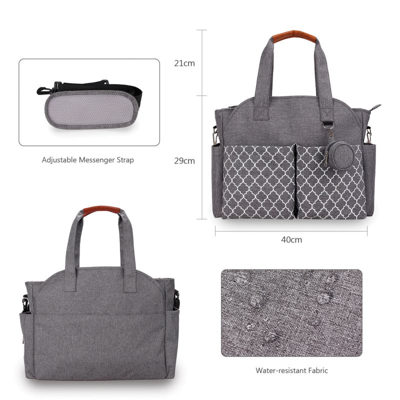New Arrival Baby Nappy Changing Tote Bag Satchel Messenger Travel Diaper Weekender Bag W/Pram Straps Large Storage Space for All Baby Accessories