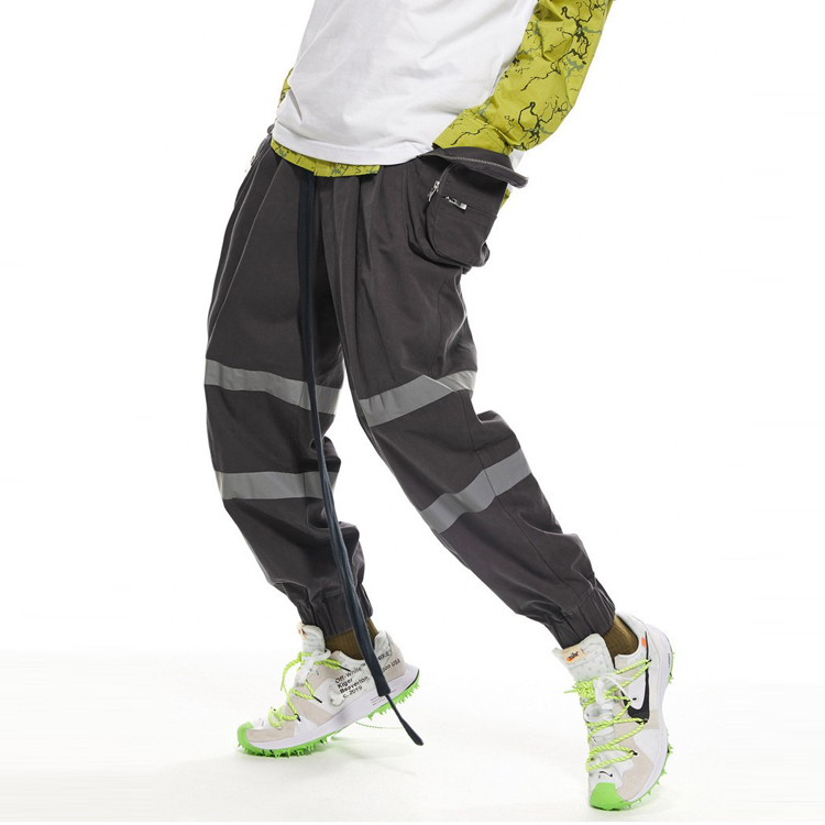 Fashion Unisex Trousers Cotton Reflective Utility Jogger Pants