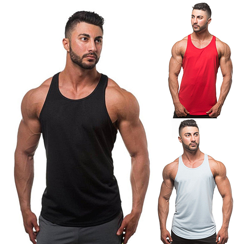 Cotton plain bodybuilding custom fitness vest sport tank top for men