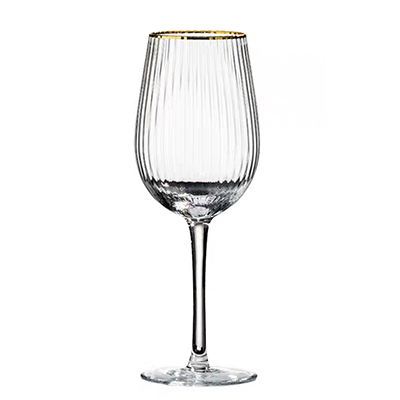 Ribbed Gold Rim Wine Glass 600ml