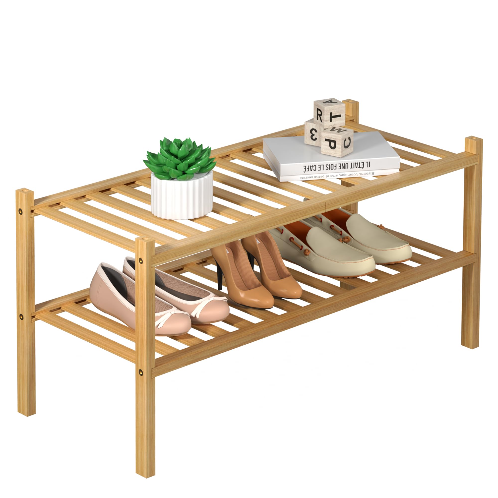 Shangrun 2 Tier Bamboo Shoe Rack