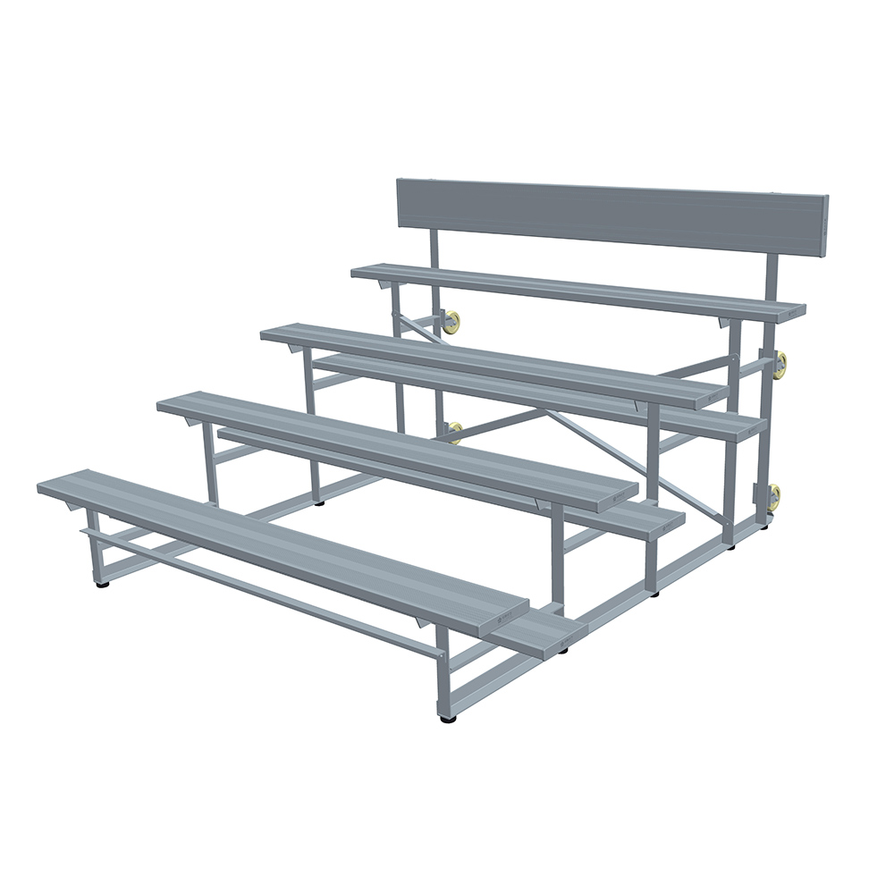 4-baris Basajan Tipe Aluminium Bleachers Portabel Jeung Backrest Pikeun outdoor / jero rohangan