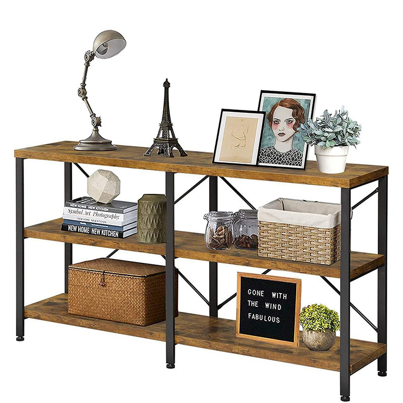 Rustic Console Table 3-Tiers Ndi Mashelufu