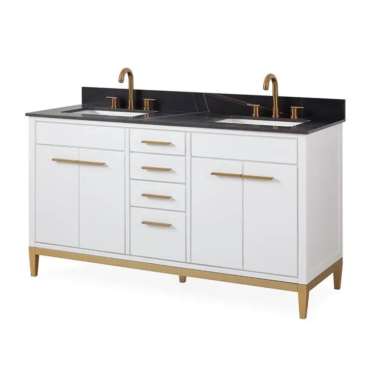 Custom White Solid Wood Enchanté Bathroom Vanity Cabinet