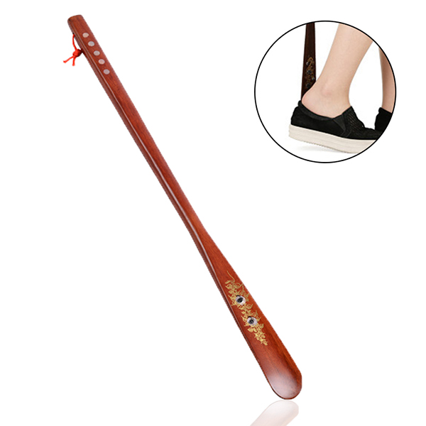 Factory custom LOGO packaging Long Shoe Horn for Men Women Seniors Kids Lazy Shoes Horn Pregnancy Wood Shoe Helper Handhold Wood Shoe Horn