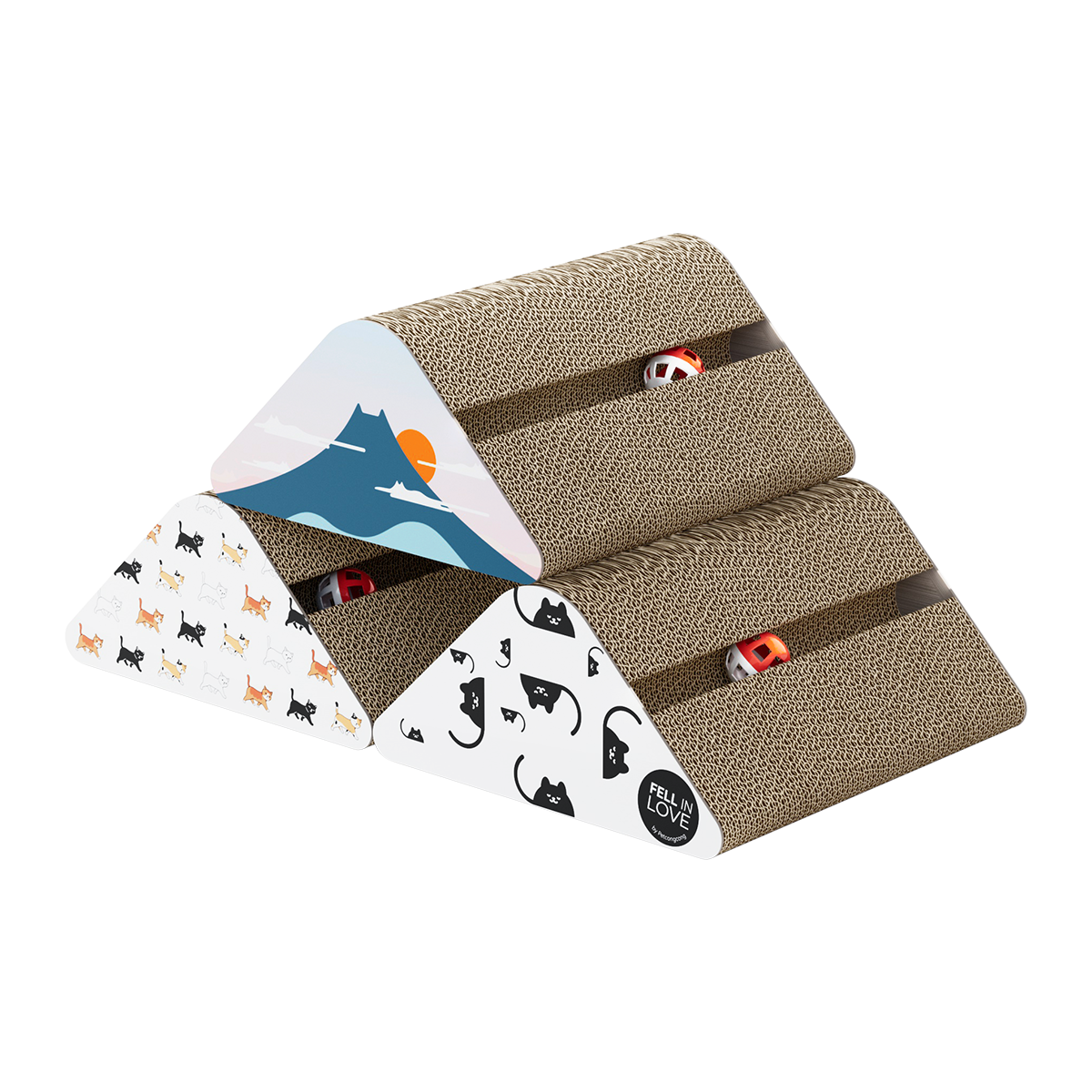 Corrugated cat scratching board, cat toy, bell ball