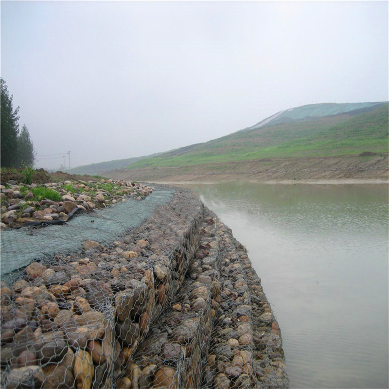 Galfan Coating Hexagonal Wire Gabions ad murum retinendum