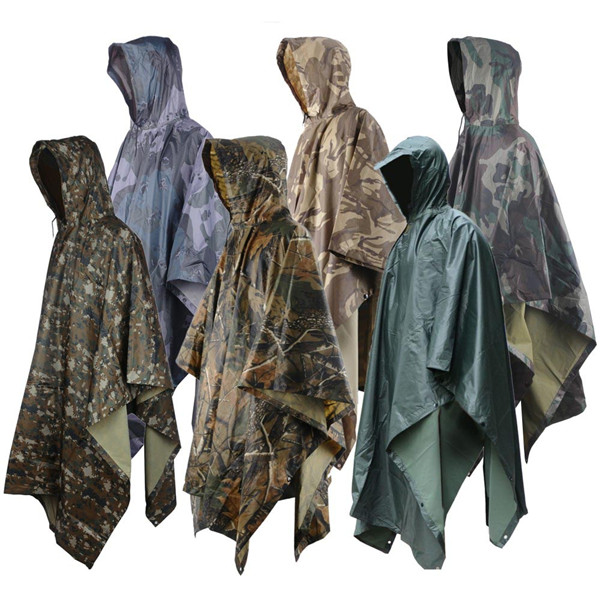 Army polyester sesole camouflage rain poncho