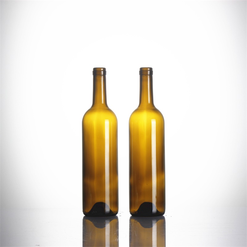 China factory 750ml empty amber brown bordeaux glass bottle wine glass bottle customized logo