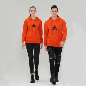 2020 new season Casual Hoodies CVC french terry pullover orange color Custom for lovers