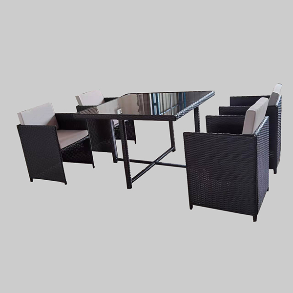 5pcs Steel wicker KD dining set