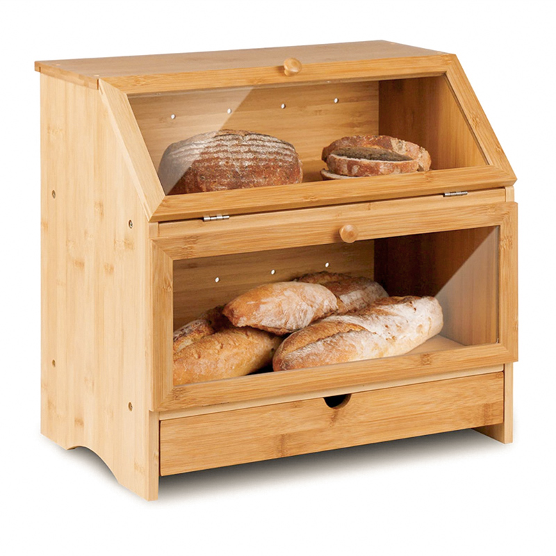 Double Layer Bread Box Container with Drawer