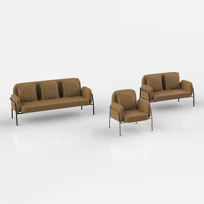 Koch Sofa Set in PU Leather Upholstered Seating in Set