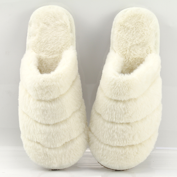 Kulur abjad Nisa Bride Fluffy Furry Closed Toe Papoċċi Logo