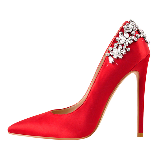 Custom red wedding shoe Pointed Toe diamond Stiletto Pumps