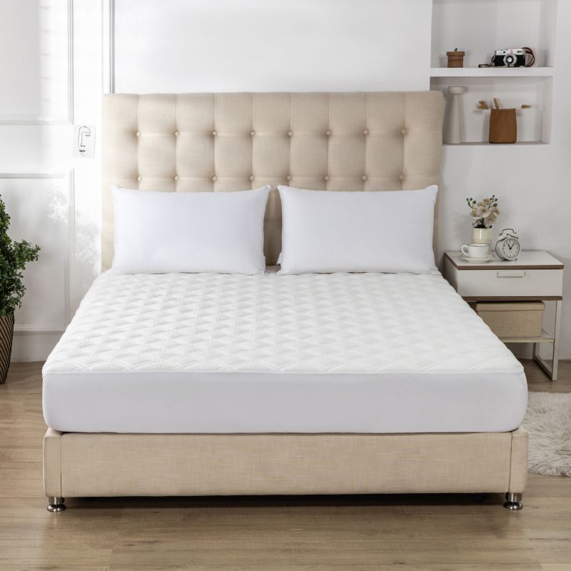 Natural anti bacterial bamboo anti dust mite anti allergy quilted mattress pad cover