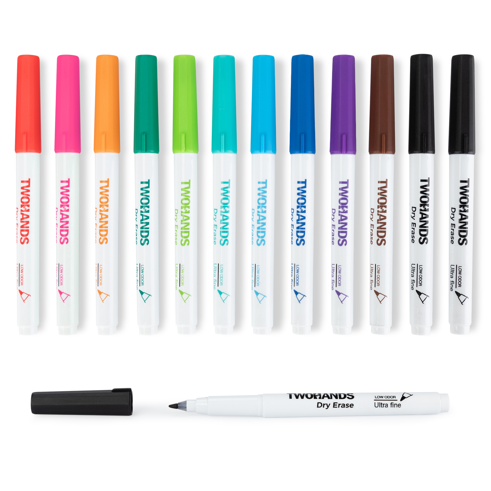 TWOHANDS Ultra Fine Tip Dry Erase Markers, 11 Colors,20529