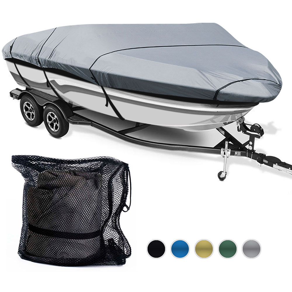 600D Waterproof Trailerable Boat Cover Fit V-Hull Tri-Hull Fishing Ski Pro-Style Bass Boats