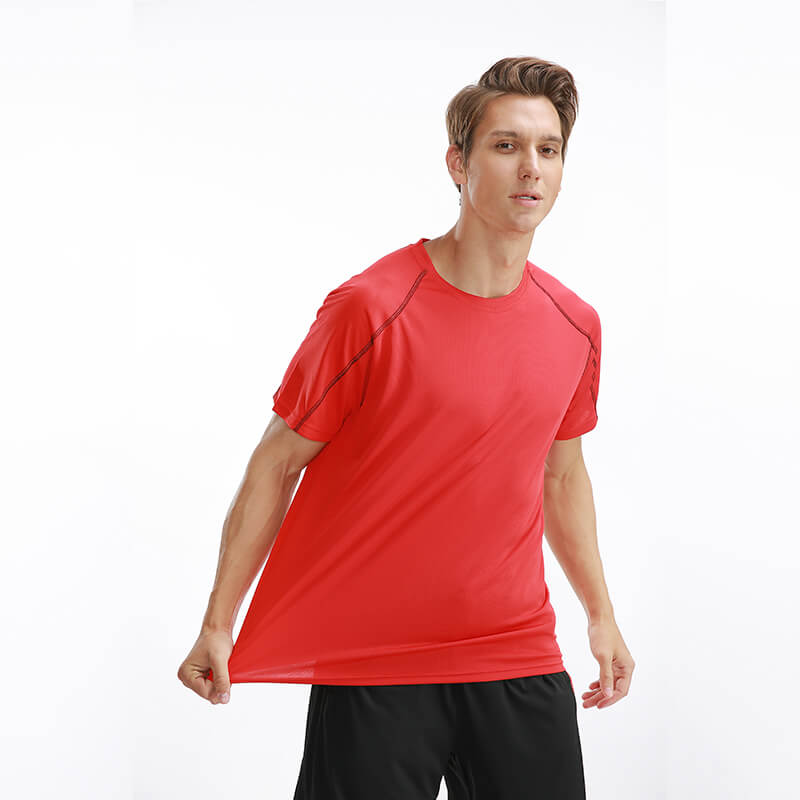 Lèine-t spòrs ann an stoc Blank Running Quick Dry Men T Shirt airson Marathon