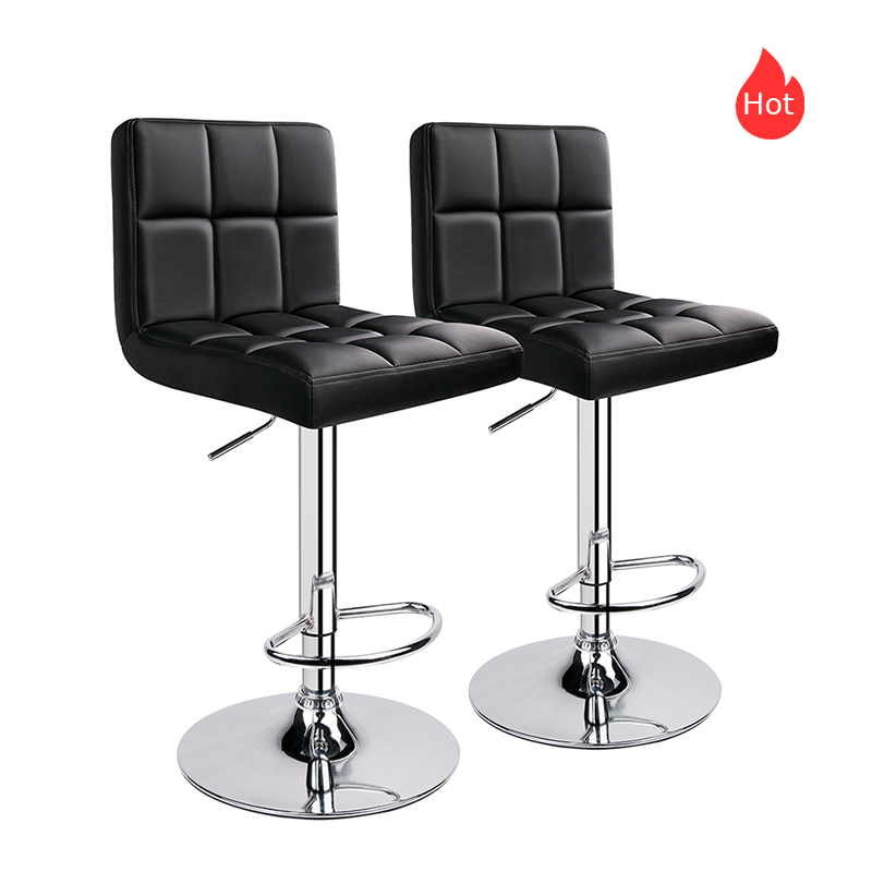 Swivel Bar Stools With Classic Back and Adjustable Height Set of 2