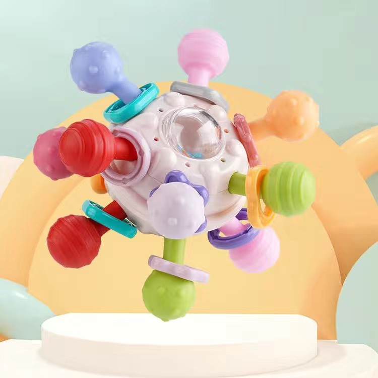 Infant puzzle Manhattan atomic ball baby molar stick soft glue boiled teether hand catch ball children’s toys