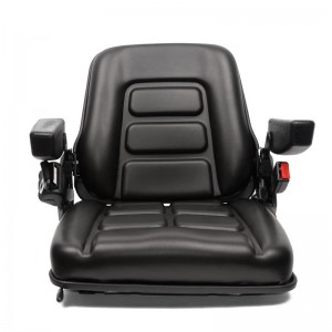 Aftermarket Universal Adjustable Forklift Seat sareng Safety Belt, Full Suspension Seat sareng foldable cushion