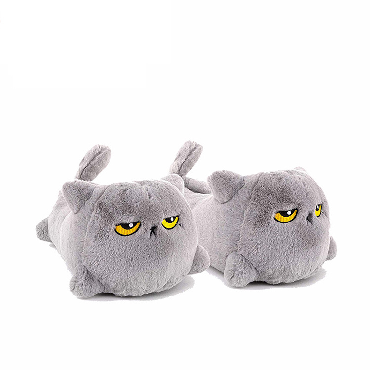 Unisex Funny Animal Slides Fur Plush Fushi Cat Slippers Na Cikin Gida