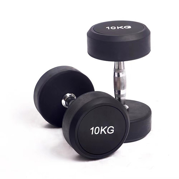 Black Rubber Coated Dumbbell With Custom Logo