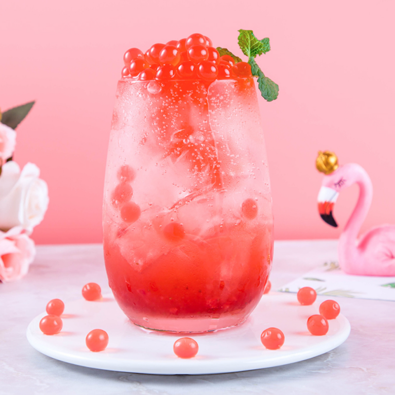 Wholesale Instant Strawberry Popping Boba 3kg Blasting Ball Fruit Flavor For Bubble Tea Fruit Tea Ice Foundation Material