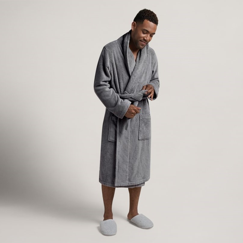 Hooded fleece bathrobe