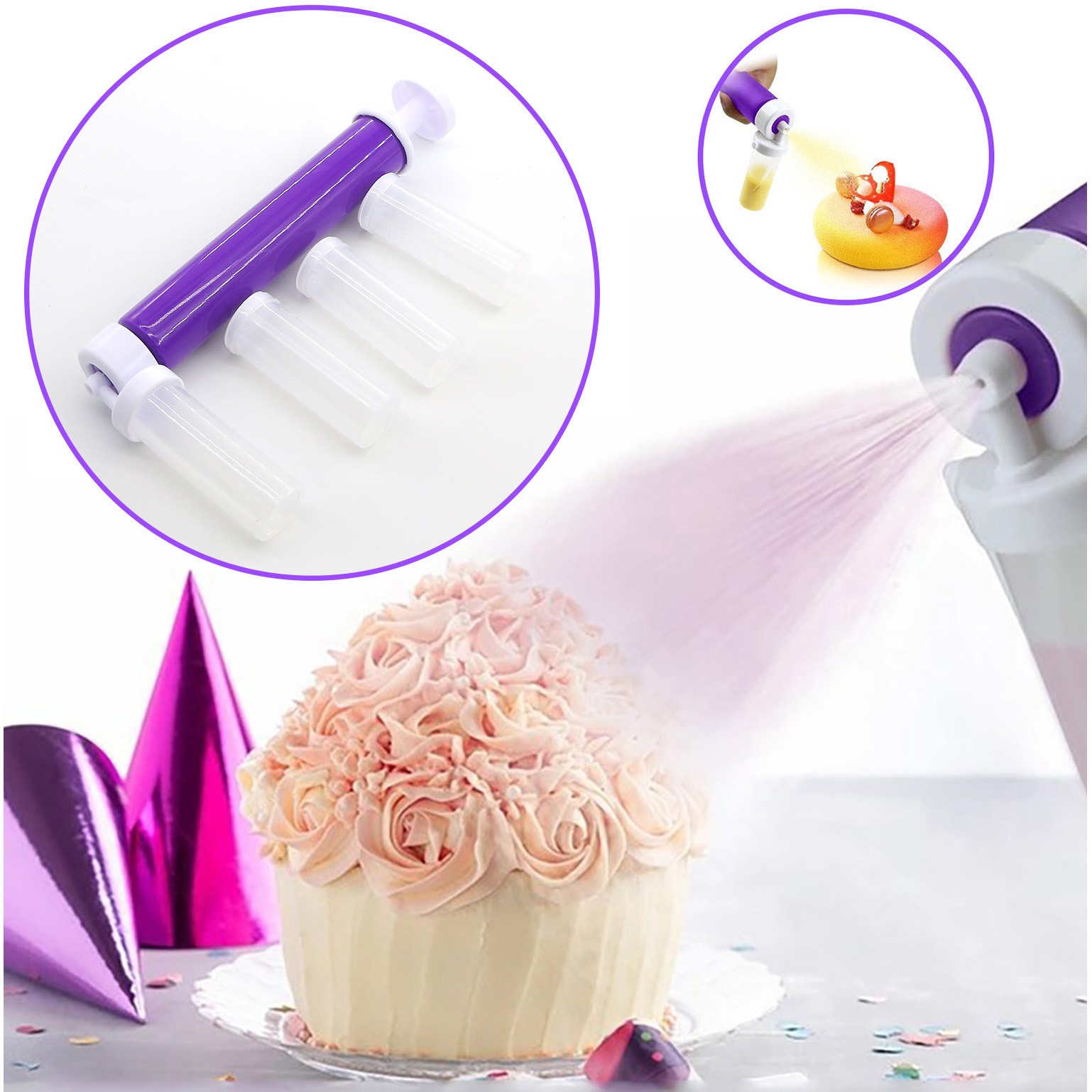 Mousse Cake Coloring Spray Mold Powder Sprayer Baking Cake Supplies Manual Spray Tube Shaping Spray Gun